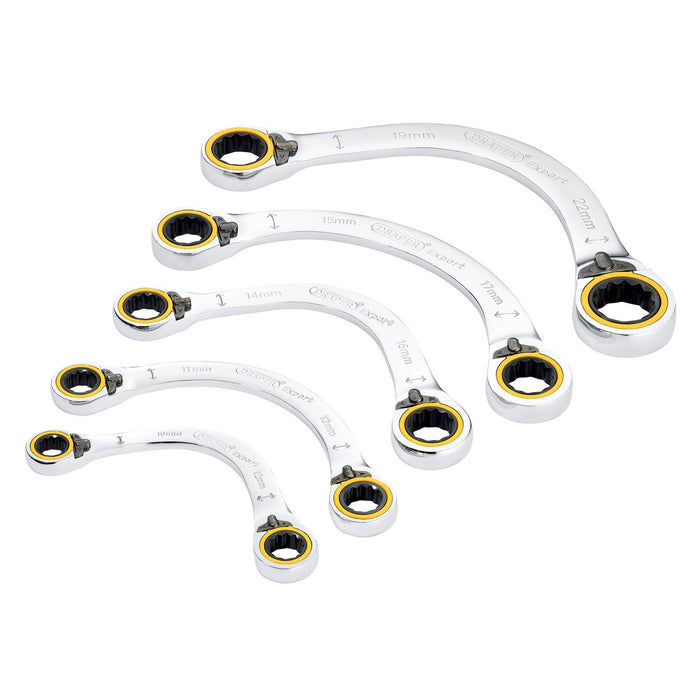 Draper-Expert-HI-TORQ®-Double-Ring-Ratchet-Half-Moon-Spanner-Set-(5-Piece)