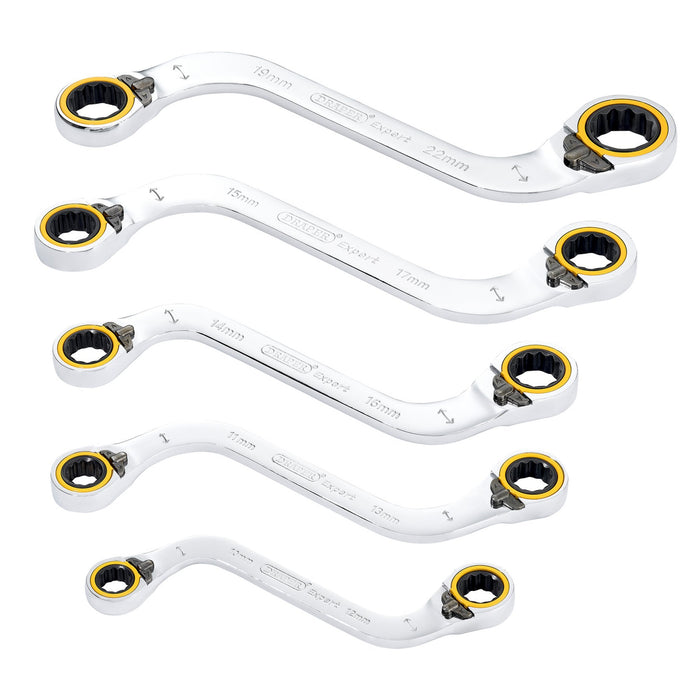 Draper-Expert-HI-TORQ®-Double-Ring-Ratchet-S-Shape-Spanner-Set-(5-Piece)