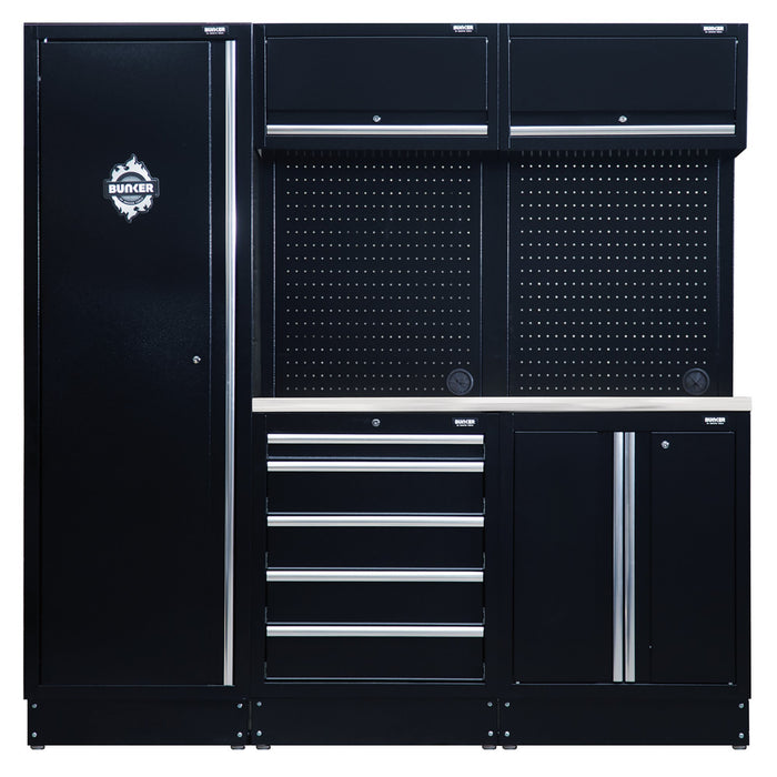 BUNKER®-11-Piece-Modular-Storage-Combo-with-Stainless-Steel-Worktop,-1960mm