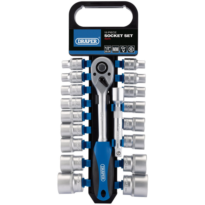 Metric-Socket-and-Ratchet-Set,-1/2"-Sq.-Dr.-(19-Piece)
