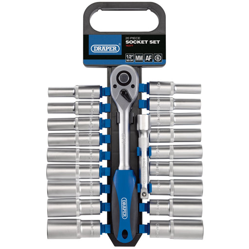 Combined-MM/AF-Deep-Socket-and-Ratchet-Set,-1/2"-Sq.-Dr.-(20-Piece)