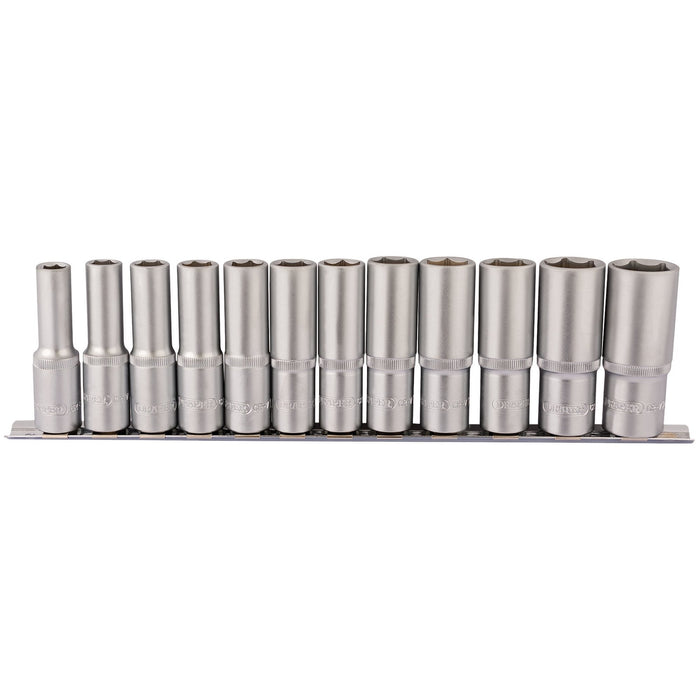 Deep-Socket-Set-on-Metal-Rail,-1/2"-Sq.-Dr.-(12-Piece)