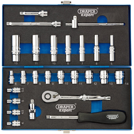 Metric-Socket-Set,-1/4"-Sq.-Dr.-(26-Piece)