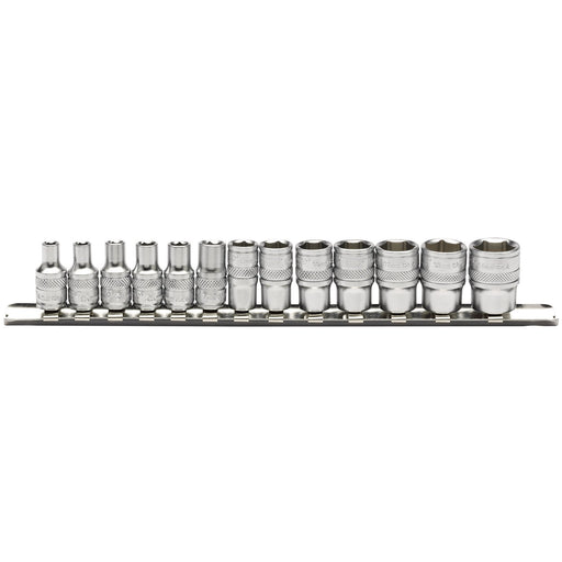 Draper-Expert-Metric-Socket-Set-on-a-Metal-Rail,-1/4"-Sq.-Dr.-(13-Piece)
