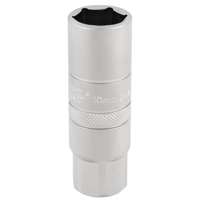 10mm-Thread-6-Point-Satin-Chrome-Spark-Plug-Socket,-3/8"-Sq.-Dr.,-16mm