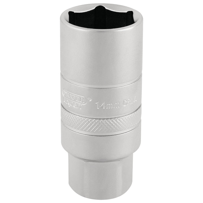 14mm-Thread-6-Point-Satin-Chrome-Spark-Plug-Socket,-3/8"-Sq.-Dr.,-21mm