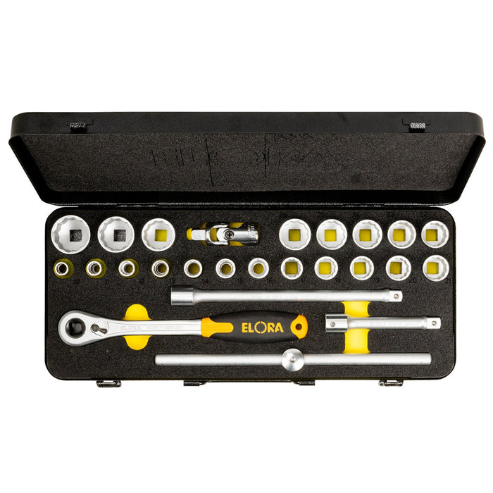 Elora-Limited-Edition-Metric-Socket-Set,-1/2"-Sq.-Dr.-(25-Piece)