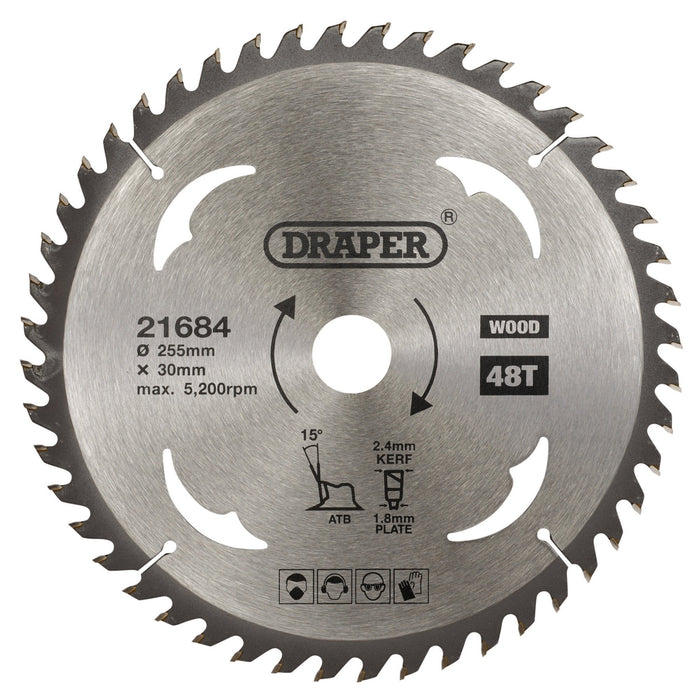 TCT-Circular-Saw-Blade-for-Wood,-255-x-30mm,-48T