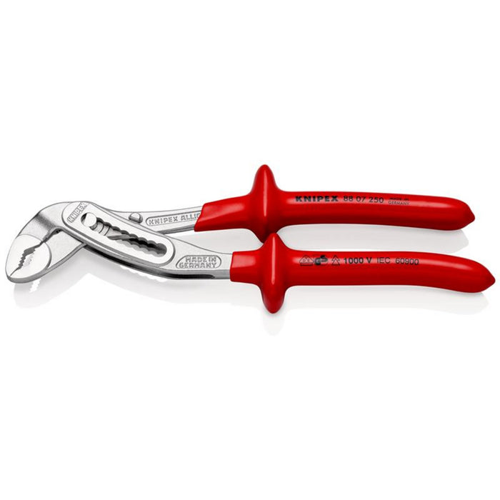 KNIPEX-88-07-250-Alligator®-Water-Pump-Pliers-with-dipped-insulation,-VDE-tested-chrome-plated,-250mm