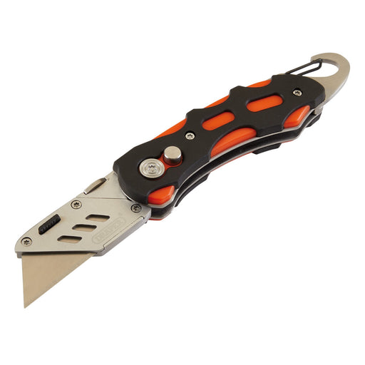 Folding-Trimming-Knife-with-Belt-Clip,-Green/Orange
