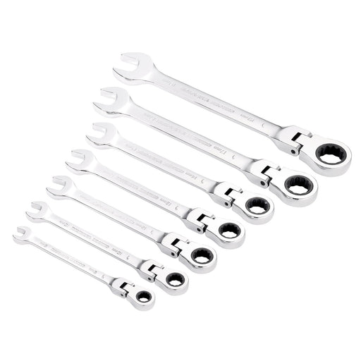 Draper-HI-TORQ®-Metric-Flexible-Head-Ratcheting-Combination-Spanner-Set-(7-Piece)