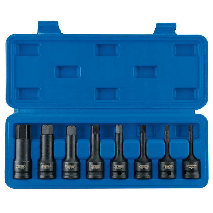 Draper-Expert-Impact-Hex.-Socket-Bit-Set,-1/2"-Sq.-Dr.-(8-Piece)