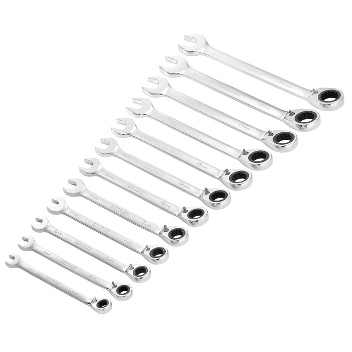Draper-HI-TORQ®-Metric-Reversible-Ratchet-Combination-Spanner-Set-(12-Piece)