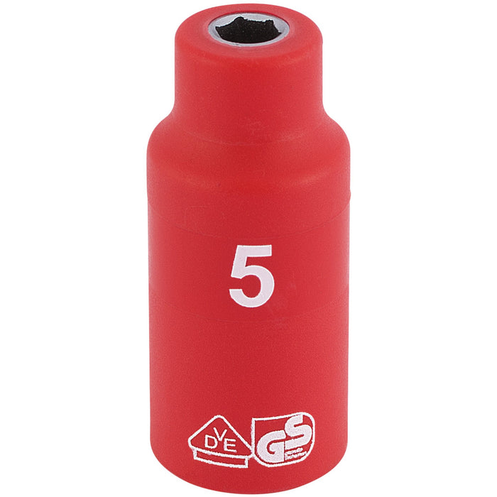 Fully-Insulated-VDE-Socket,-1/4"-Sq.-Dr.,-5mm