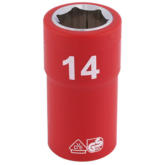 Fully-Insulated-VDE-Socket,-3/8"-Sq.-Dr.,-14mm