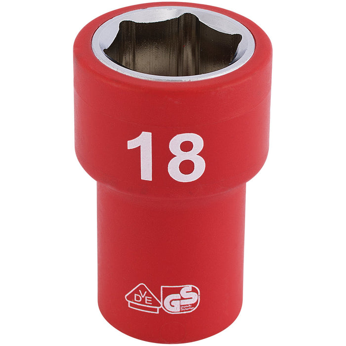 Fully-Insulated-VDE-Socket,-3/8"-Sq.-Dr.,-18mm
