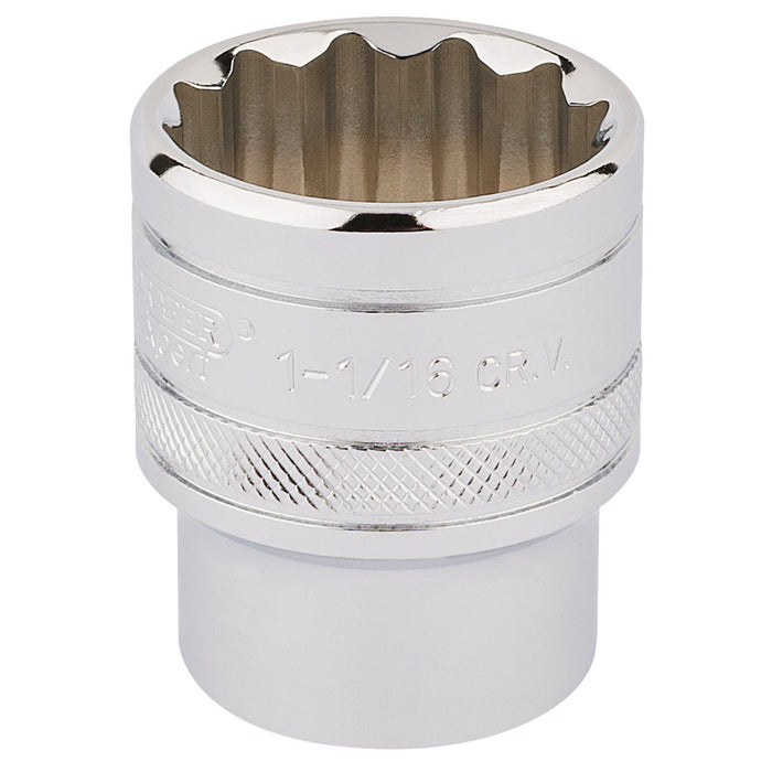 Draper-HI-TORQ®-12-Point-Socket,-1/2"-Sq.-Dr.,-1.1/16"