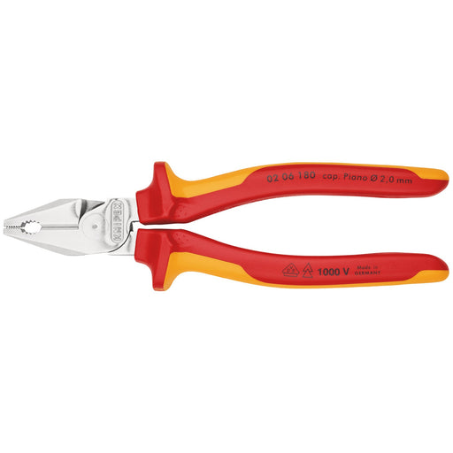 KNIPEX-02-06-180-SB-VDE-High-Leverage-Combination-Pliers-insulated-with-multi-component-grips,-180mm