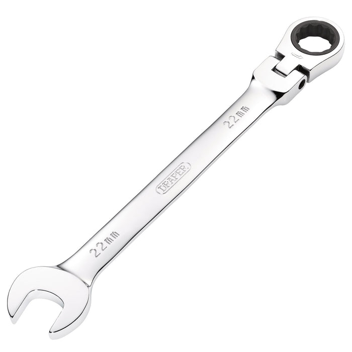 Draper-HI-TORQ®-Metric-Flexible-Head-Ratcheting-Combination-Spanner,-22mm