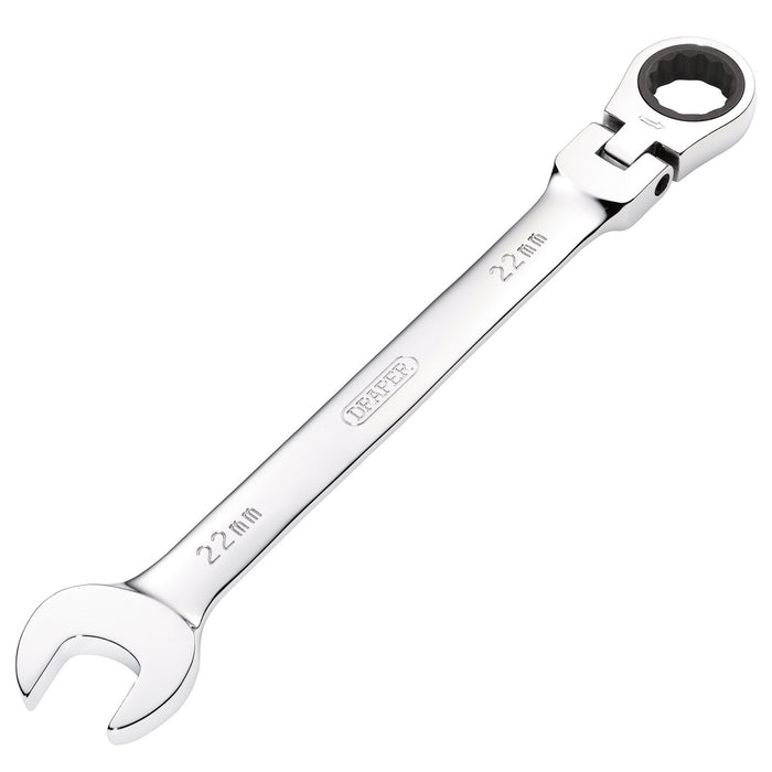 Draper-HI-TORQ®-Metric-Flexible-Head-Ratcheting-Combination-Spanner,-22mm