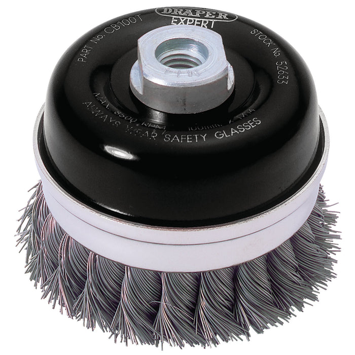 Draper-Expert-Steel-Twist-Knot-Wire-Cup-Brush,-100mm,-M14