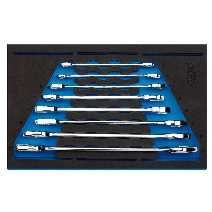 Draper-Expert-Open-Ended-Spanner-Set-in-1/4"-Drawer-EVA-Insert-Tray-(8-Piece)