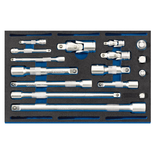 Extension-Bar,-Universal-Joints-and-Socket-Convertor-Set-1/4-Drawer-EVA-Insert-Tray-(16-Piece)