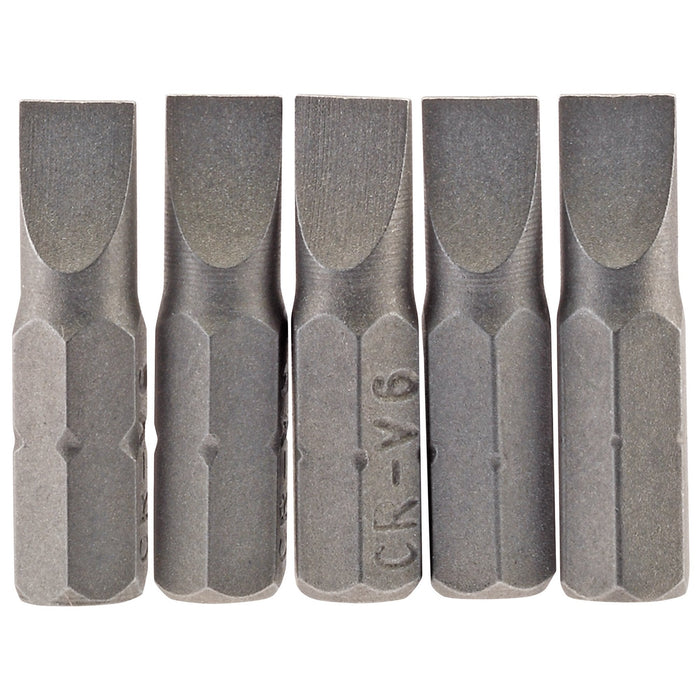 Plain-Slot-Insert-Bit,-6mm,-1/4"-Hex,-25mm-Long-(Pack-of-5)