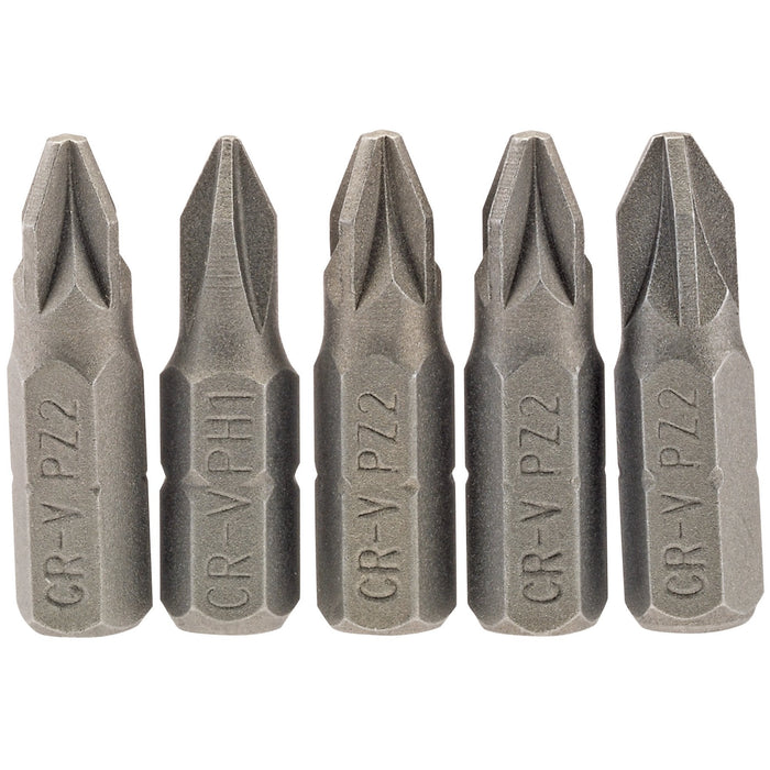 PZ-Type-Insert-Bit,-1/4"-Hex,-25mm-Long,-No.2-(Pack-of-5)