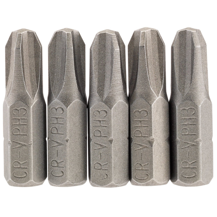 Cross-Slot-Insert-Bit,-1/4"-Hex,-25mm-Long,-No.3-(Pack-of-5)