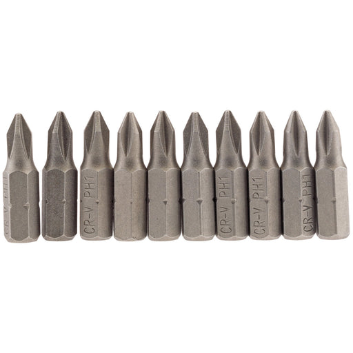 Cross-Slot-Insert-Bit,-1/4"-Hex,-25mm-Long,-No.1-(Pack-of-10)