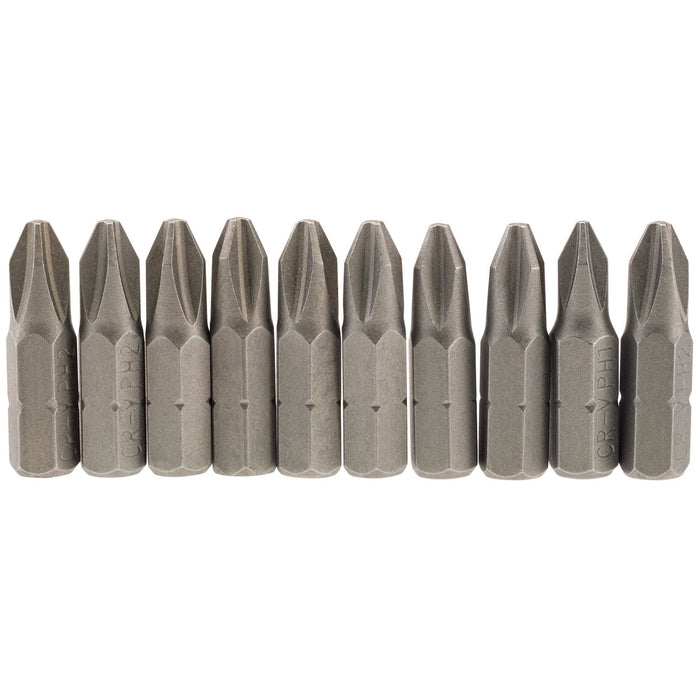 Cross-Slot-Insert-Bit,-1/4"-Hex,-25mm-Long,-No.2-(Pack-of-10)
