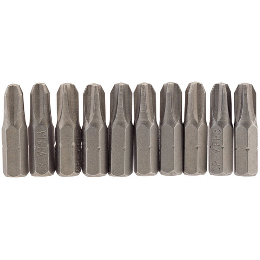 Cross-Slot-Insert-Bit,-1/4"-Hex,-25mm-Long,-No.3-(Pack-of-10)