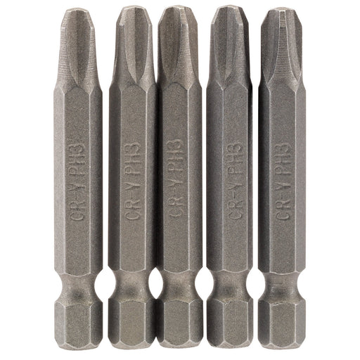 Cross-Slot-Insert-Bit,-1/4"-Hex,-50mm-Long,-No.3-(Pack-of-5)