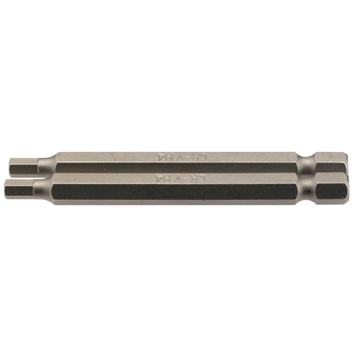 Hexagonal-Insert-Bit,-4mm,-1/4"-Hex,-75mm-Long-(Pack-of-2)