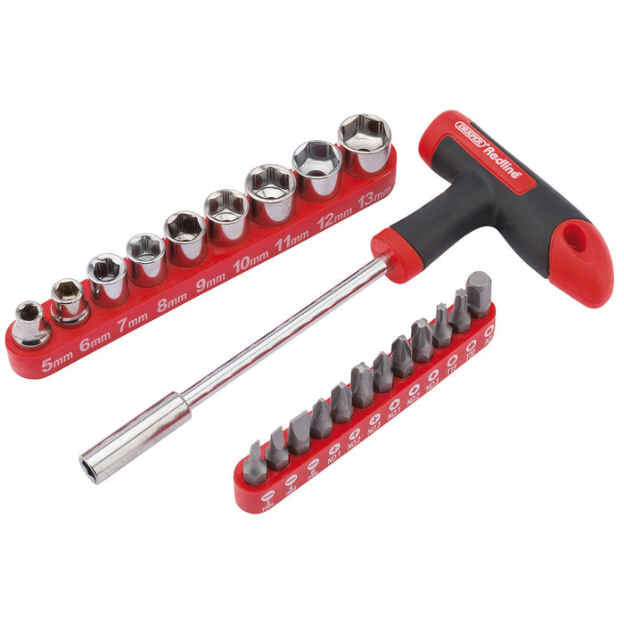 Draper-Redline®-T-Handle-Driver-with-Socket-and-Bits-Set-(22-Piece)