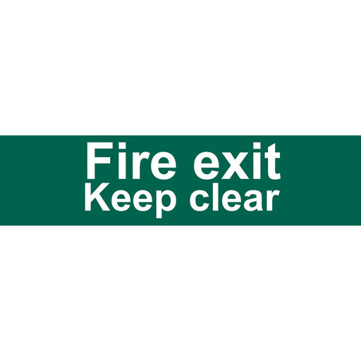Fire-Exit-Keep-Clear'-Safety-Sign,-200-x-50mm