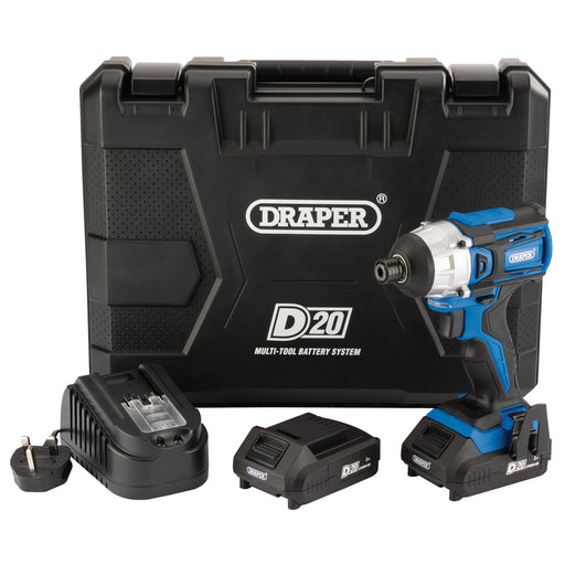 D20-20V-Brushless-Impact-Driver,-1/4"-Hex,-180Nm,-2-x-2.0Ah-Batteries,-1-x-Charger