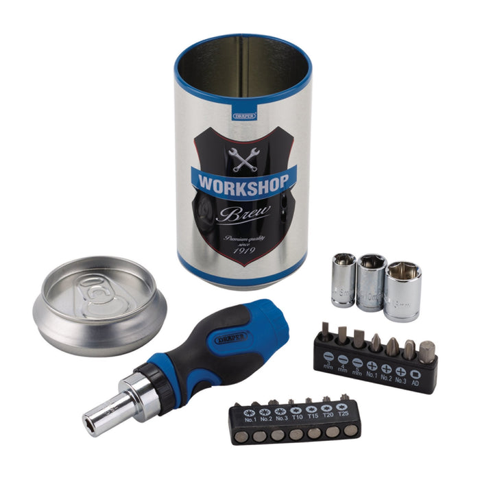 Stubby-Ratchet-Screwdriver-and-Bit-Set,-Special-Edition---Workshop-Brew-(18-Piece)