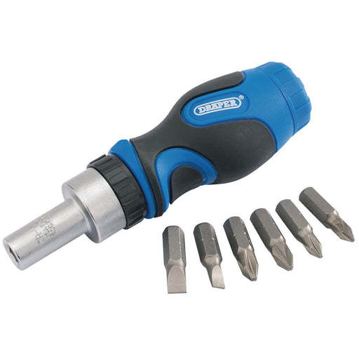 Stubby-Ratchet-Screwdriver-and-Bit-Set-(7-Piece)