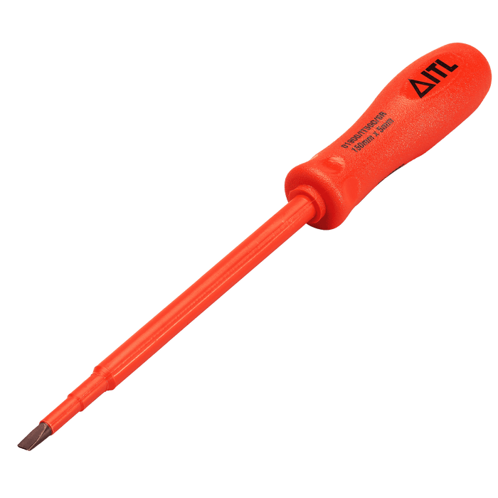 1,000v Insulated Slotted Screwdriver 150mm x 5 x 1 - Slim Shank