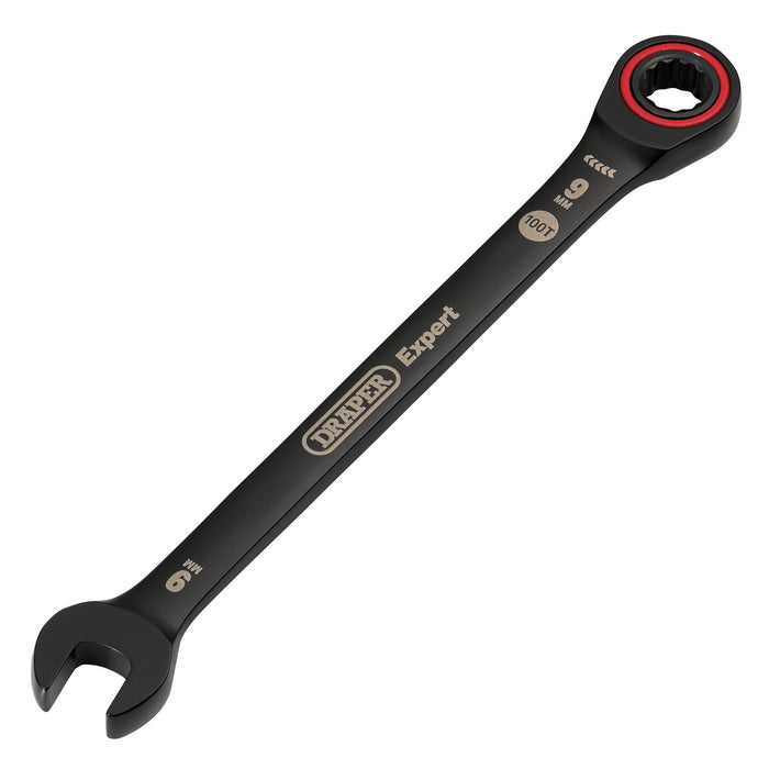 Draper-Expert-HI-TORQÂ®-Metric-Ratchet-Combination-Spanner,-9mm,-Black