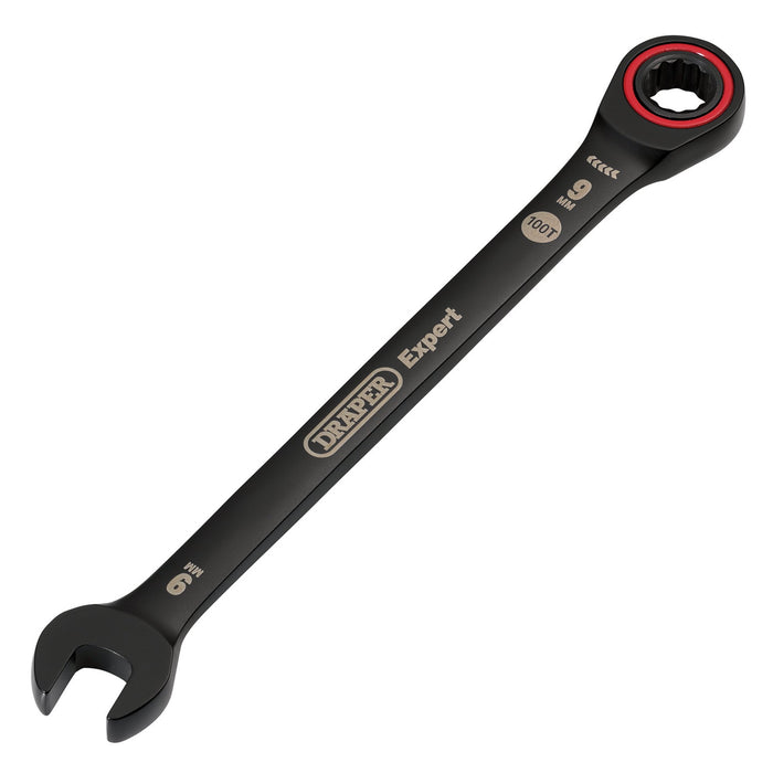 Draper-Expert-HI-TORQ®-Metric-Ratchet-Combination-Spanner,-9mm,-Black
