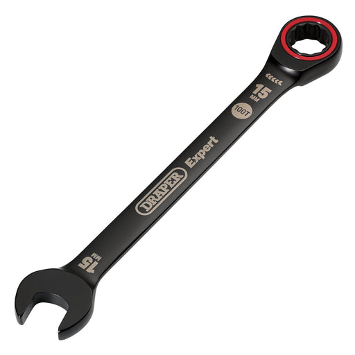 Draper-Expert-HI-TORQÂ®-Metric-Ratchet-Combination-Spanner,-15mm,-Black