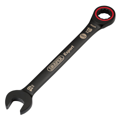 Draper-Expert-HI-TORQÂ®-Metric-Ratchet-Combination-Spanner,-19mm,-Black