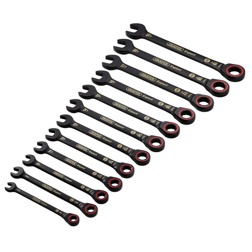 Draper-Expert-HI-TORQ®-Metric-Ratchet-Combination-Spanner-Set,-Black-(12-Piece)