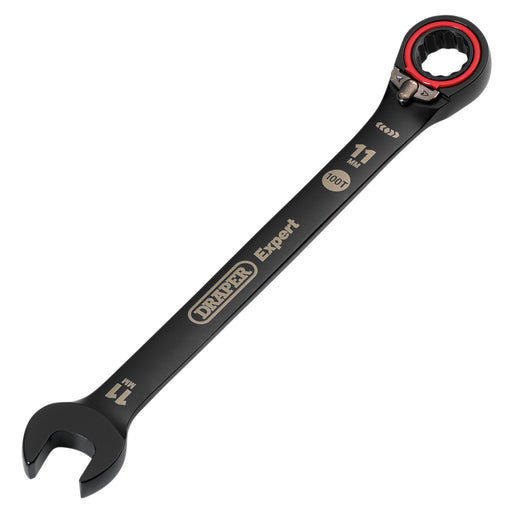 Draper-Expert-HI-TORQÂ®-Metric-Reversible-Ratchet-Combination-Spanner,-11mm,-Black
