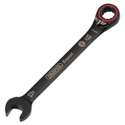 Draper-Expert-HI-TORQÂ®-Metric-Reversible-Ratchet-Combination-Spanner,-12mm,-Black