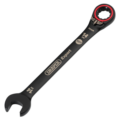 Draper-Expert-HI-TORQ®-Metric-Reversible-Ratchet-Combination-Spanner,-14mm,-Black