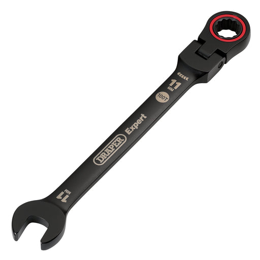 Draper-Expert-HI-TORQÂ®-Metric-Flexible-Head-Ratchet-Combination-Spanner,-11mm,-Black